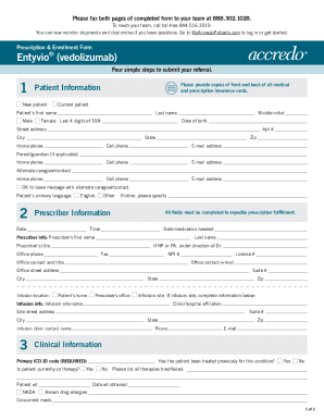 Fillable Online Entyvio (vedolizumab). Prescription &amp; Enrollment Form ...