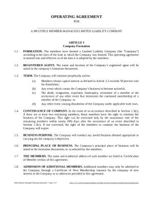 Multi-Member-Managed LLC Operating Agreement
