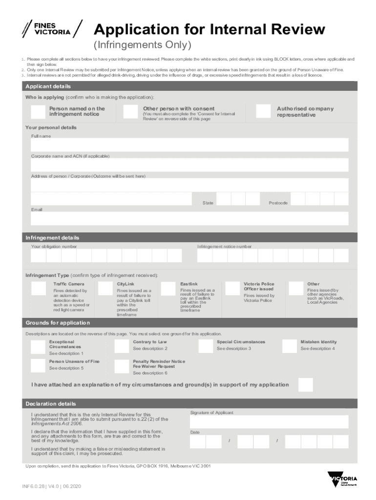 Fines Victoria Internal Review Fill Online Printable Fillable 