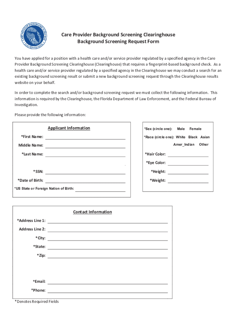 Background Screening Clearinghouse - Florida Department of Children and Preview on Page 1