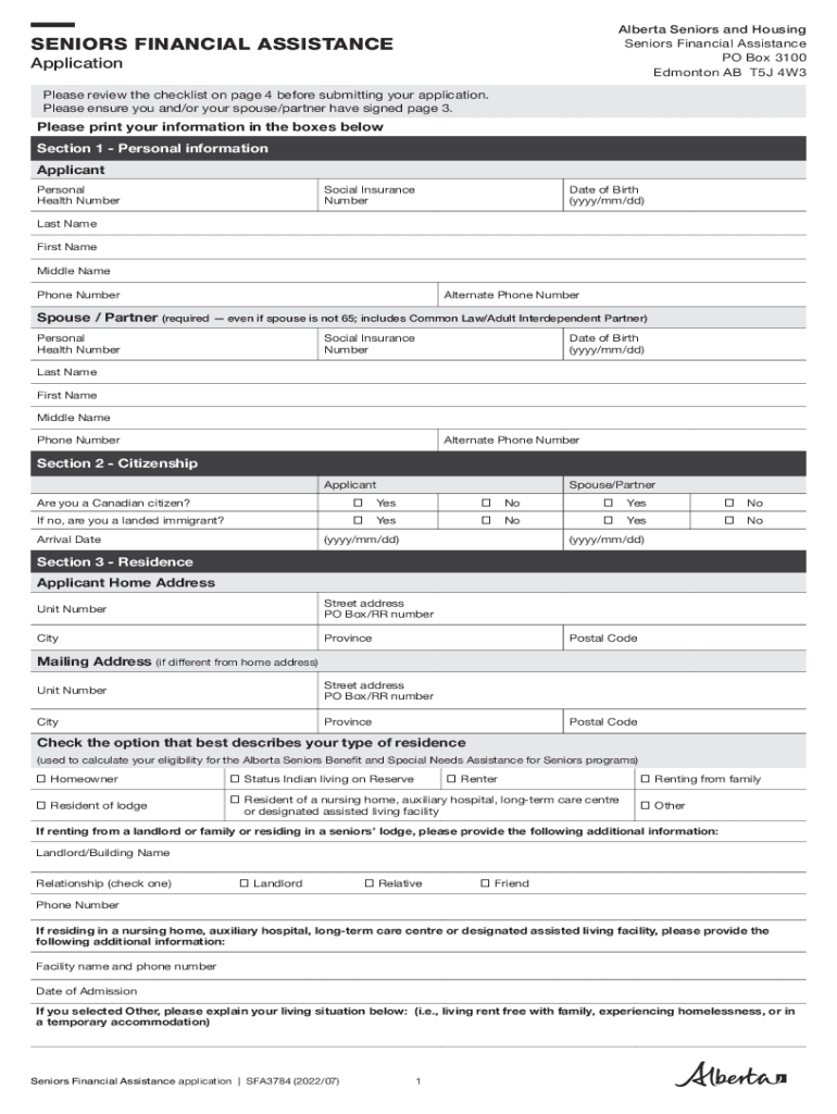 Seniors' Forms And Publications - Alberta Seniors And Housing - Fill ... Preview on Page 1