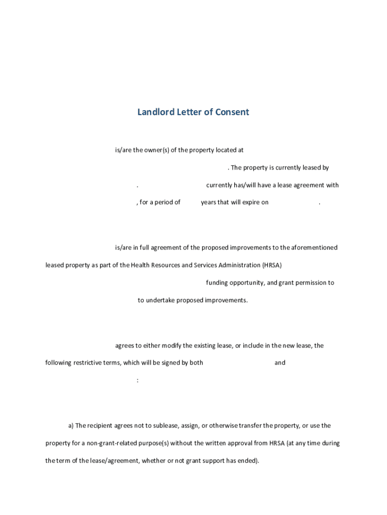 Landlord Letter of Consent. Capital Development Grants Preview on Page 1