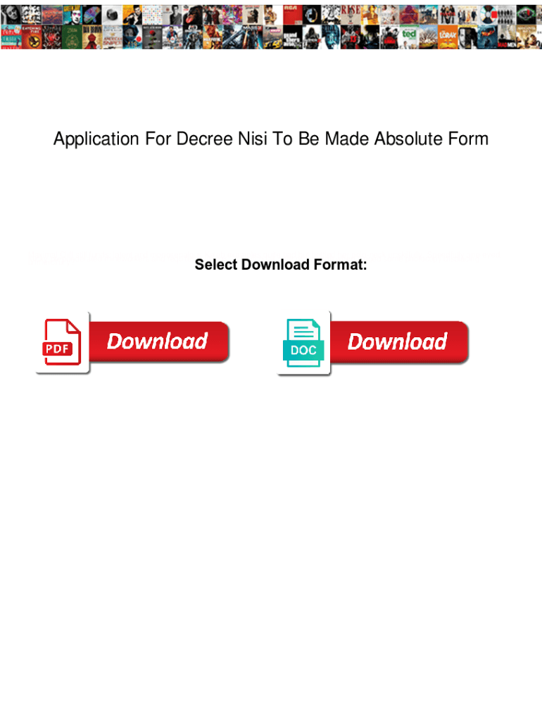 Fillable Online Application For Decree Nisi To Be Made Absolute Form