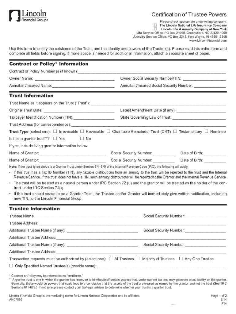Fillable Online Certification of Trustee Powers Fax Email Print pdfFiller Fillable Online Certification of Trustee Powers Fax Email Print pdfFiller