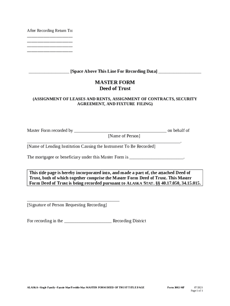 Alaska Deed of Trust. Single Family Uni Mortgage Instrument Doc ...