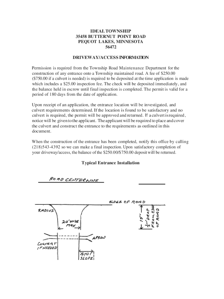 Fillable Online IDEAL TOWNSHIP 35458 BUTTERNUT POINT ROAD PEQUOT LAKES, MINNESOTA 56472 Fax