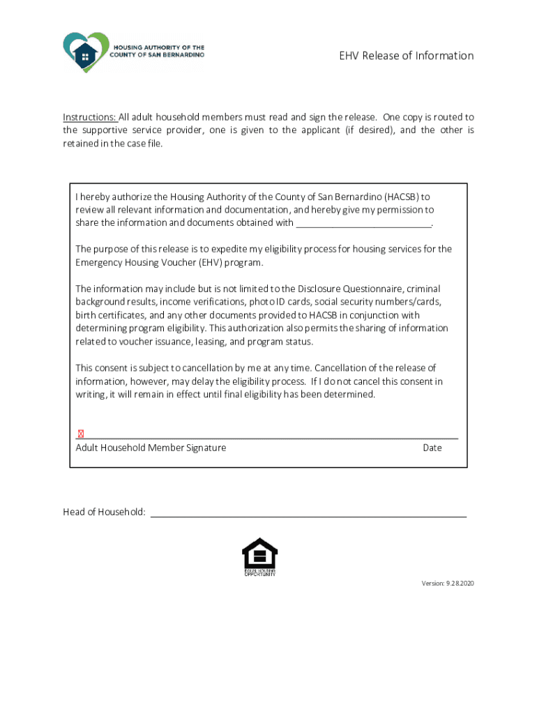 Fillable Online Housing Voucher (EHV