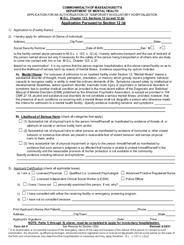 Civil Commitment and Hospital Admissions FormsMass Civil Commitment and Hospital Admissions FormsMas Preview on Page 1