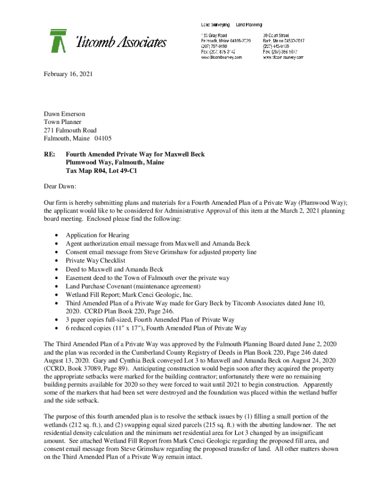 Fillable Online Plumwood Way, Falmouth, Maine Tax Map R04, Lot 49C1