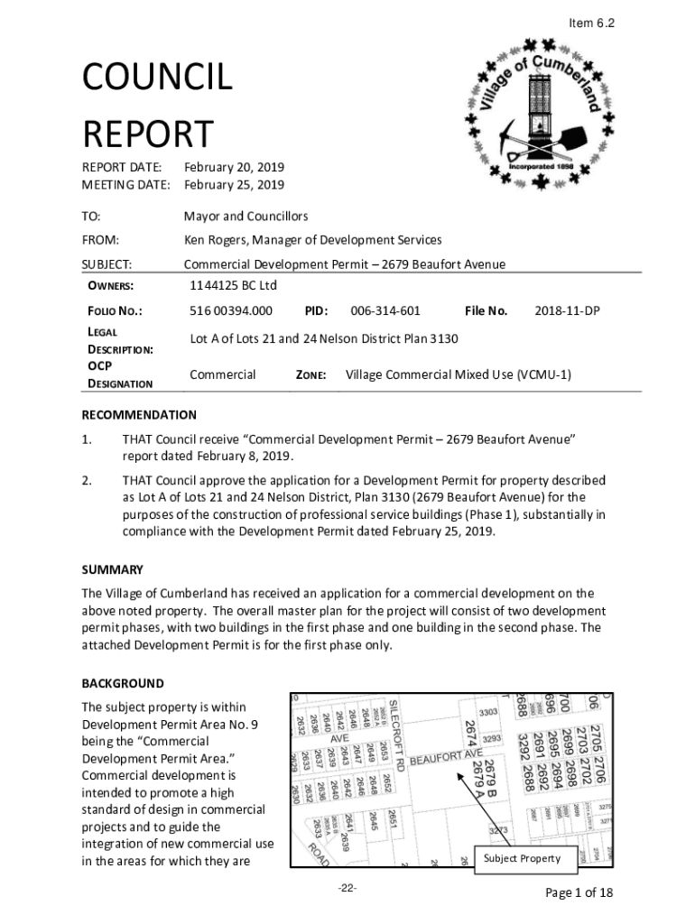Fillable Online PDF COUNCIL REPORT - The Village of Cumberland Fax ...