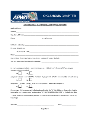 APWA Oklahoma Chapter Scholarship Application