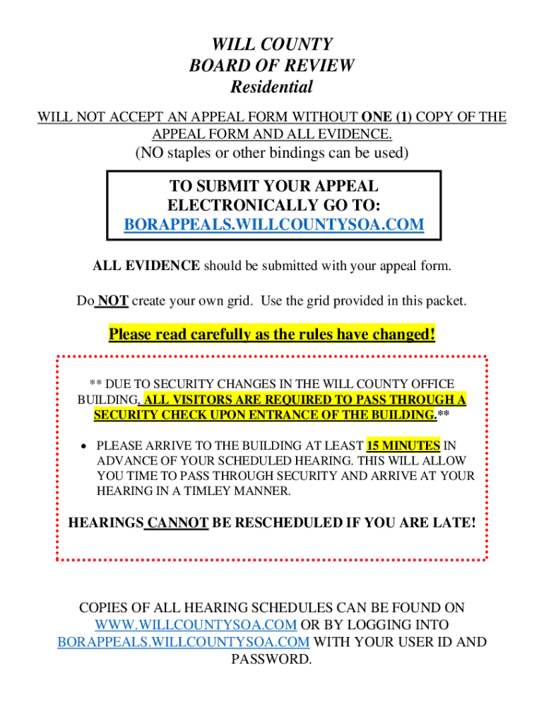 Fillable Online 2022 Residential Property Tax Appeal Form Tax