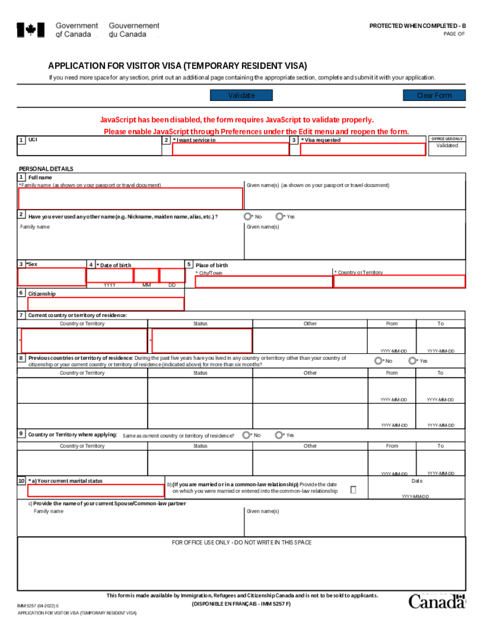 Imm5257 Form - Fill Out And Sign Printable PDF Template