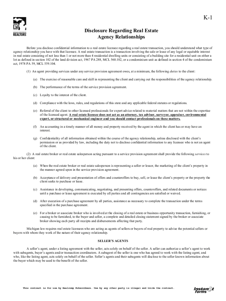 Fillable Online Disclosure Regarding Real Estate Agency Relationships