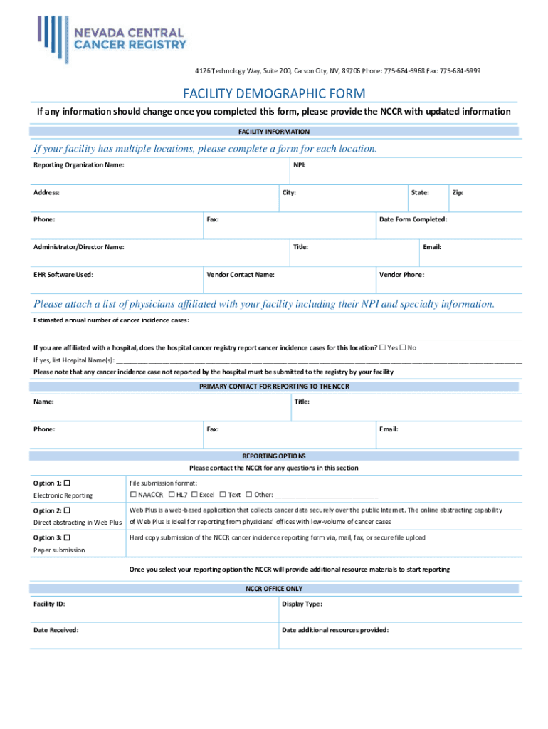 Fillable Online FACILITY DEMOGRAPHIC FORM Fax Email Print - pdfFiller