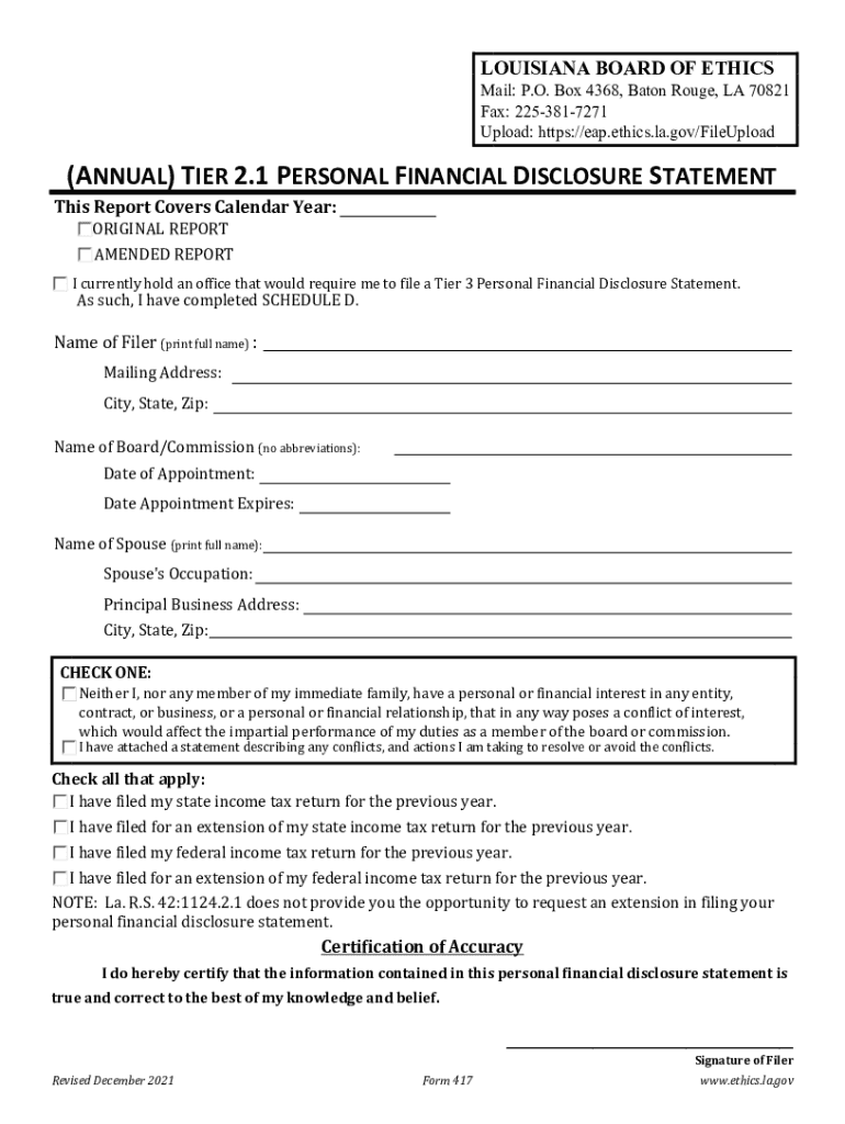 PDF (ANNUAL) TIER 2 1 PERSONAL FINANCIAL DISCLOSURE Preview on Page 1