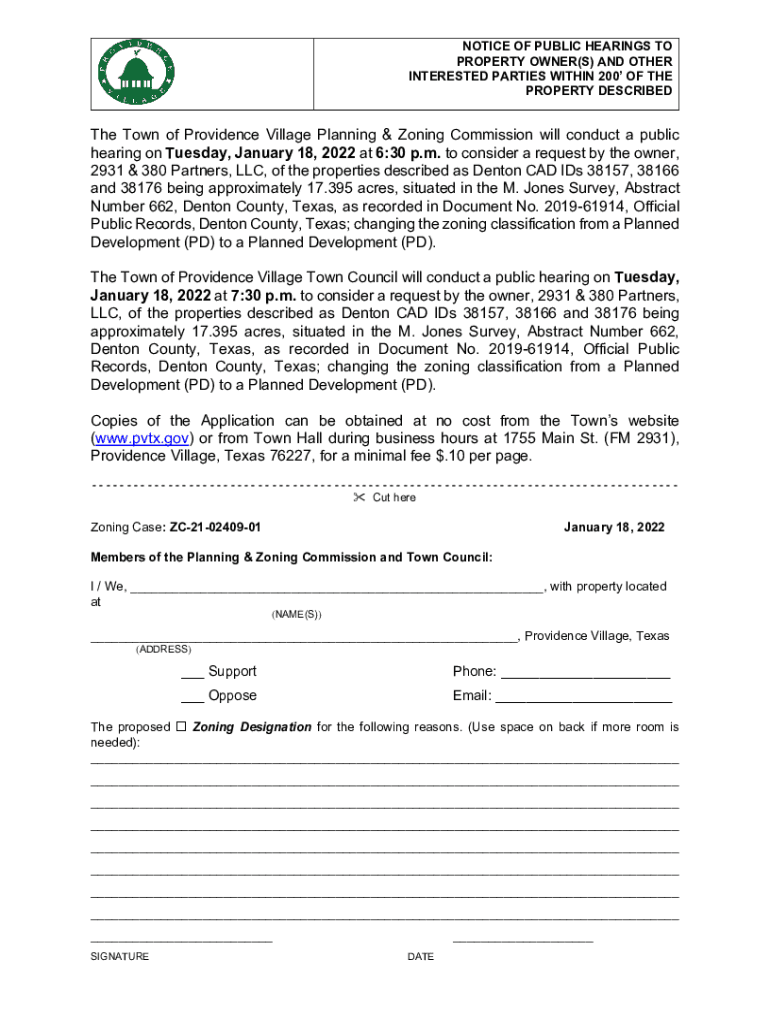 Fillable Online The Town of Providence Village Planning & Zoning