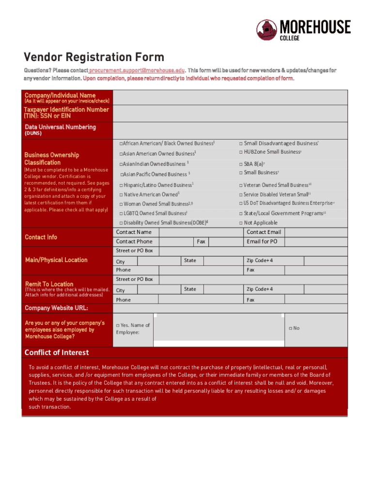 vendor registration application business Preview on Page 1