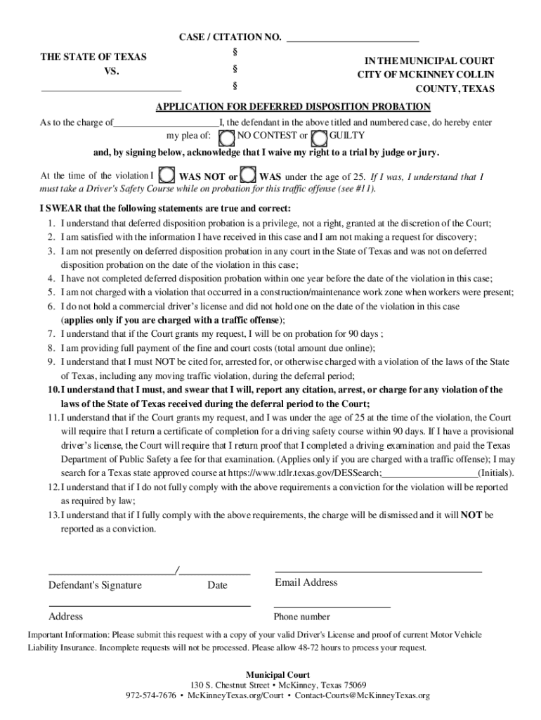 prospertx DeferredApplicationCAUSE NUMBER: THE STATE OF TEXASIN THE MUNICIPAL COURT VS Preview on Page 1