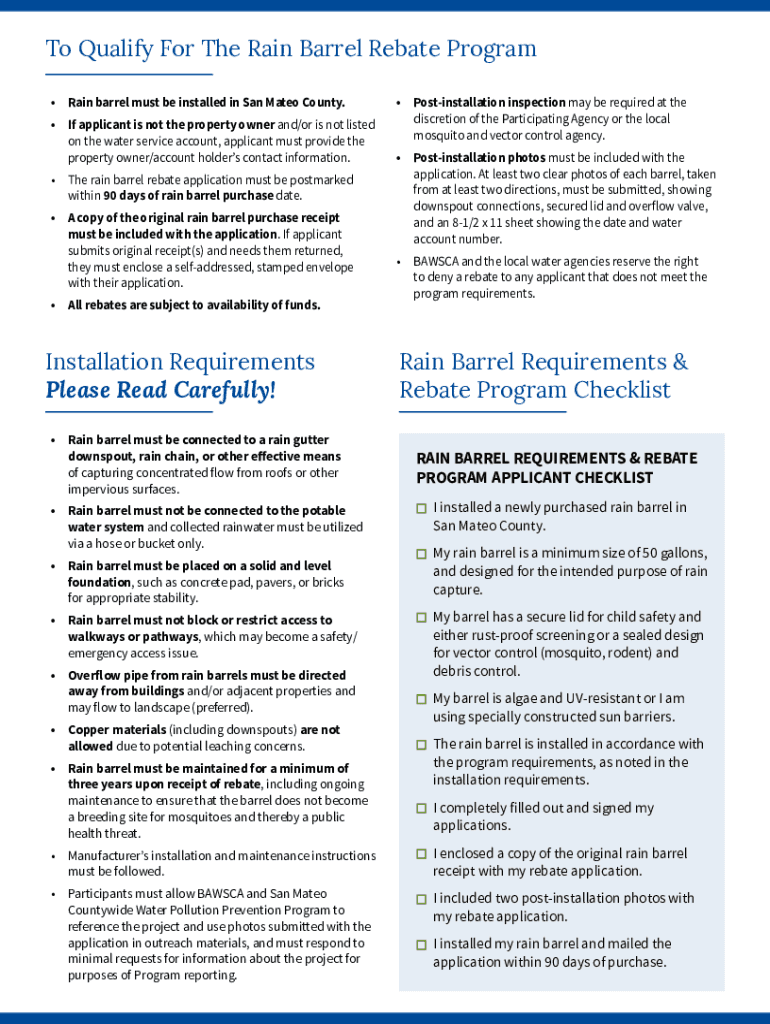 Fillable Online Rain Barrel Rebates BlueBarrel RainwaterRain Barrel