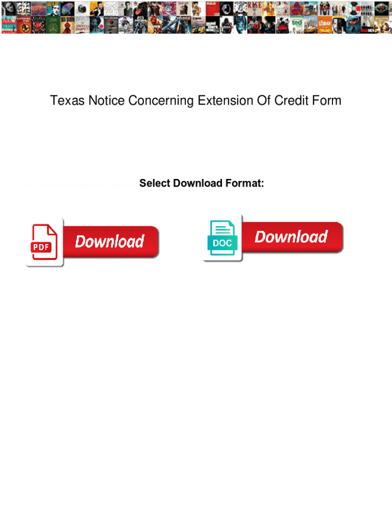 Fillable Online Texas Notice Concerning Extension Of Credit Form. Texas