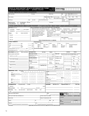Fillable Online CHILD &amp; ADOLESCENT HEALTH EXAMINATION FORM STUDENT ID ...