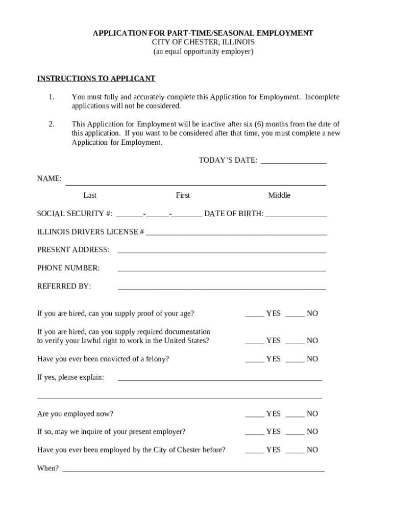 for Employment Chester Doc Template