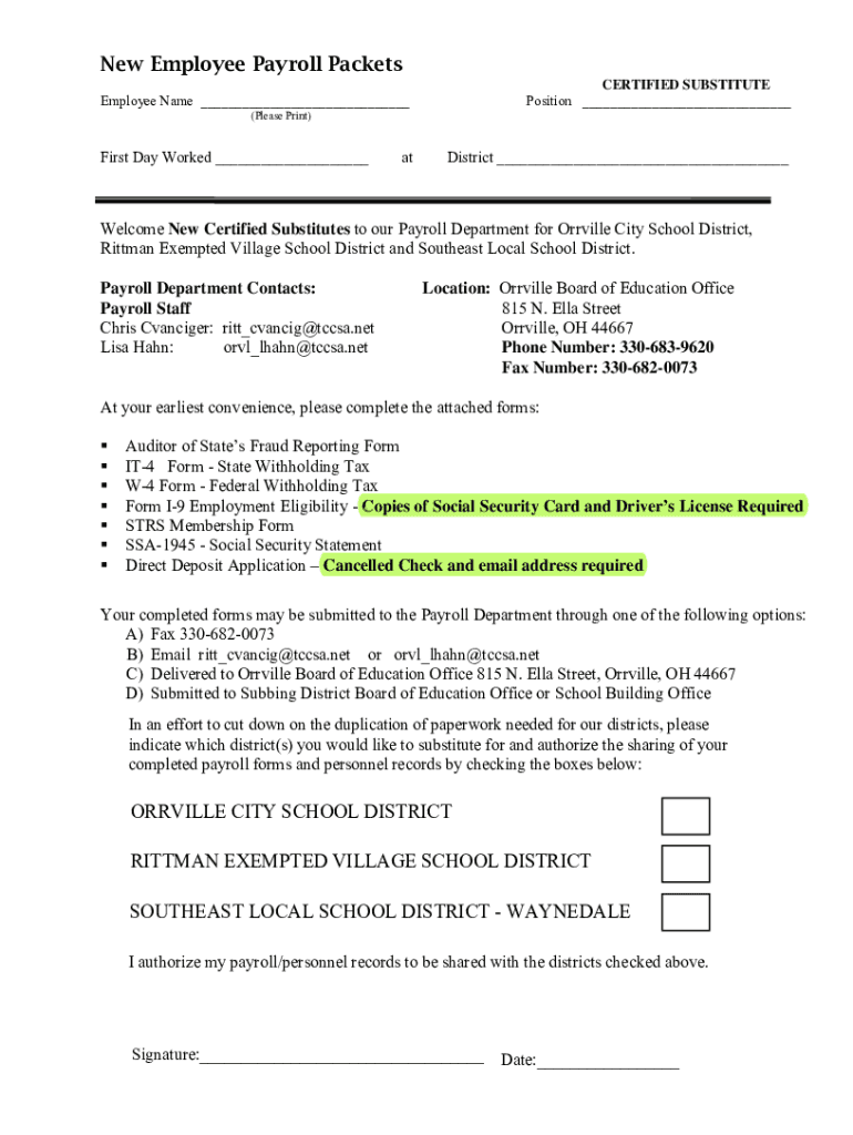 rittman k12 oh ussitesrittmanNew Employee Payroll Packets - Rittman High School Preview on Page 1