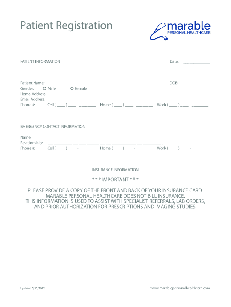 Fillable Online Patient Registration Form (ecw) (First) (MI) Previous