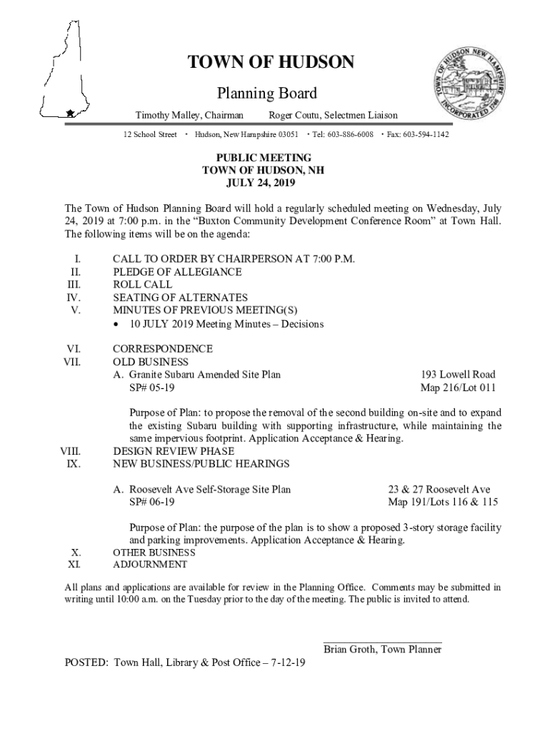 Fillable Online Planning Board Fax Email Print pdfFiller