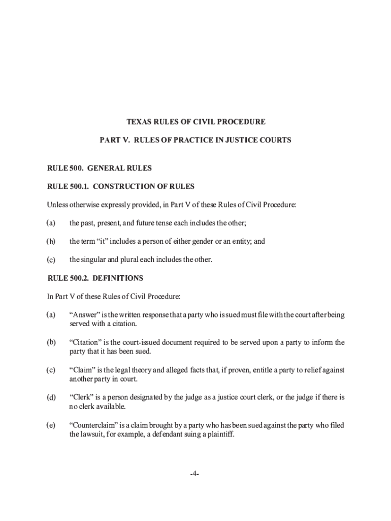 Fillable Online TEXAS RULES OF CIVIL PROCEDURE PART V Rules of Practice Fax Email Print