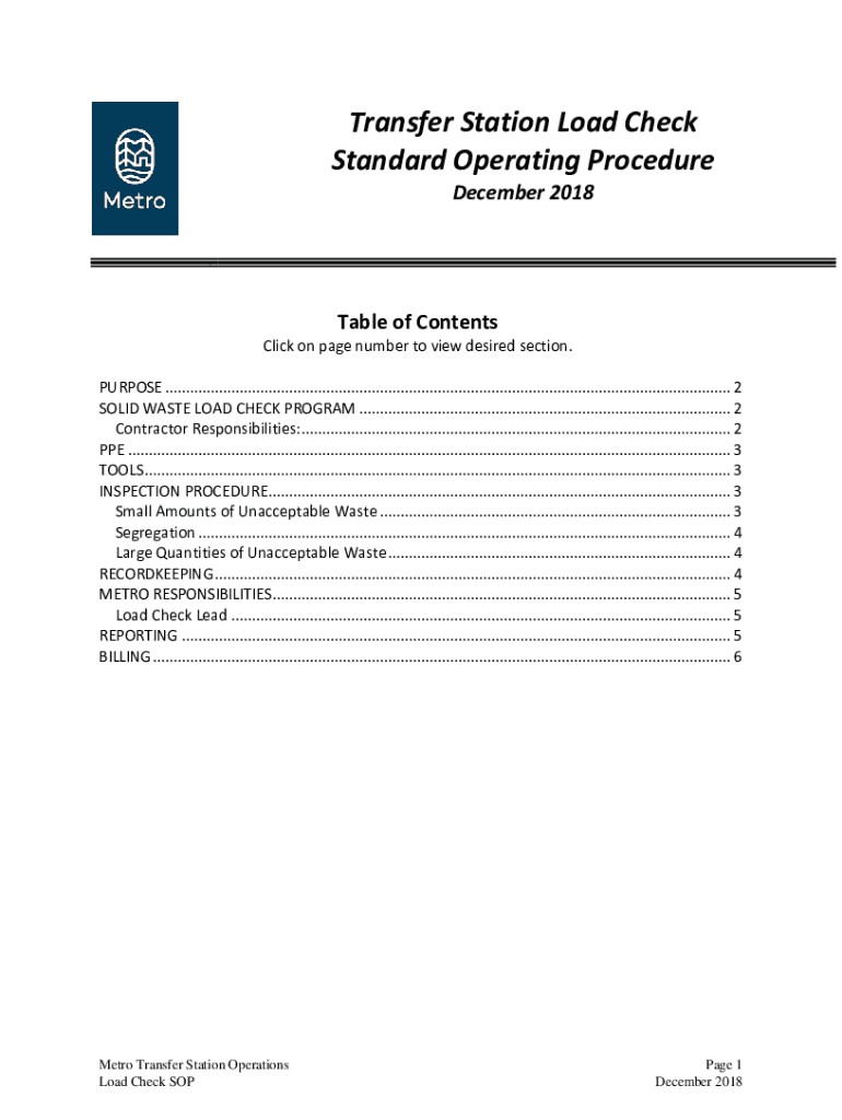 Fillable Online Transfer Station Load Check Standard Operating Procedure Fax Email Print pdfFiller