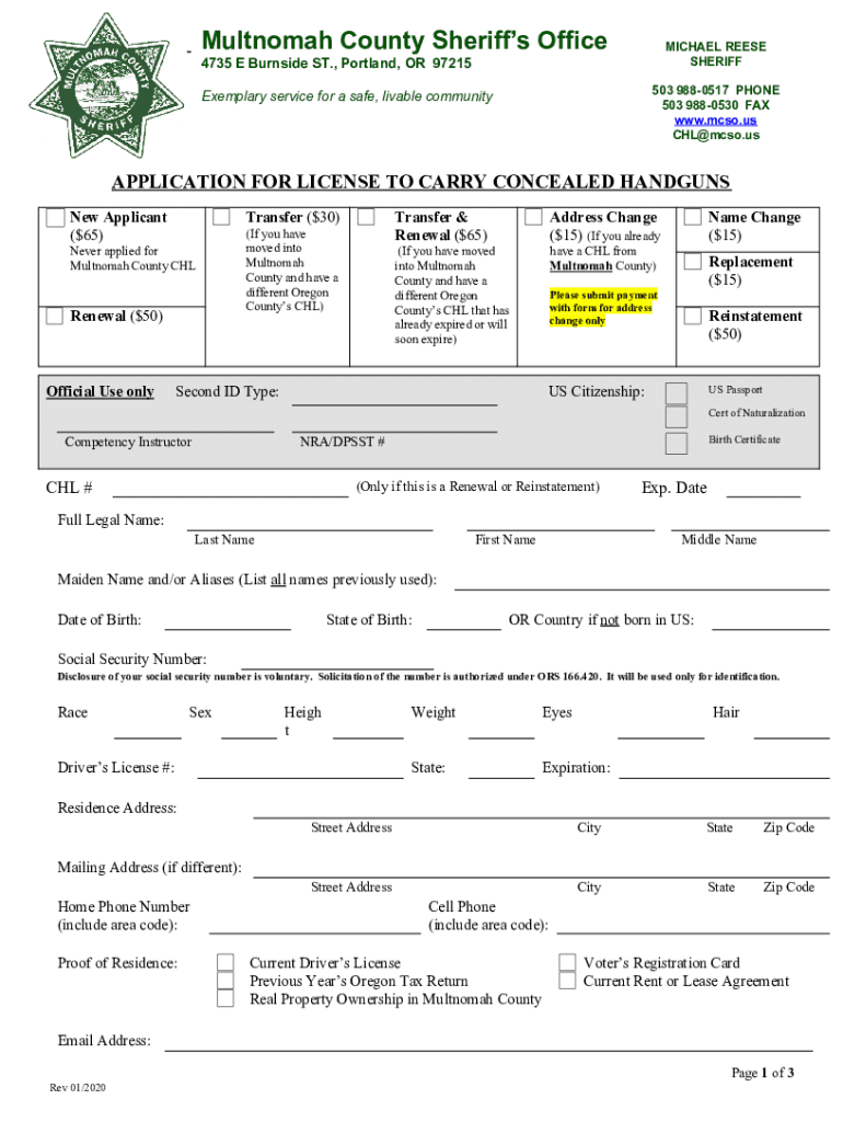 multnomah county chl renewal Preview on Page 1.