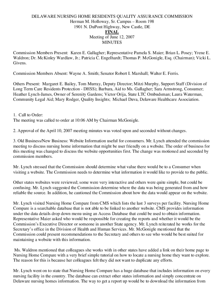 Fillable Online courts delaware DELAWARE NURSING HOME RESIDENTS QUALITY