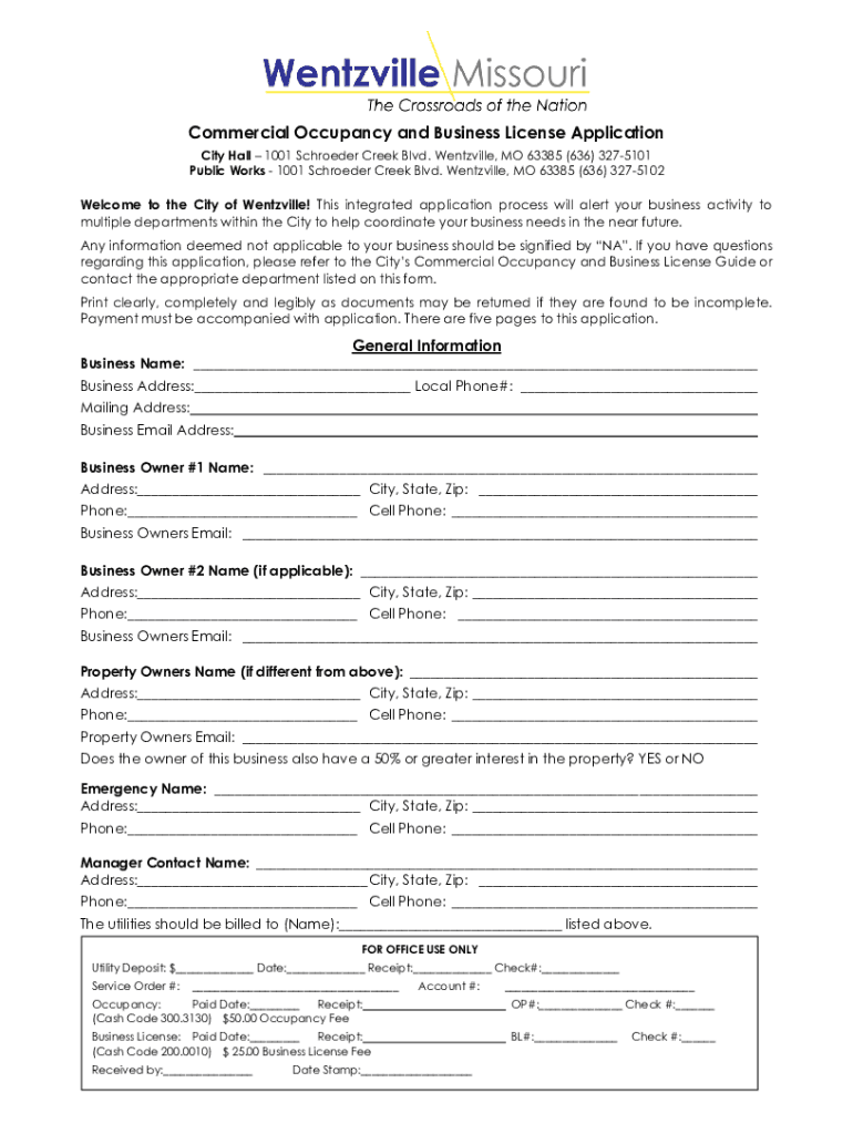 Fillable Online Commercial Occupancy Permits St. Louis, MOMunicipal