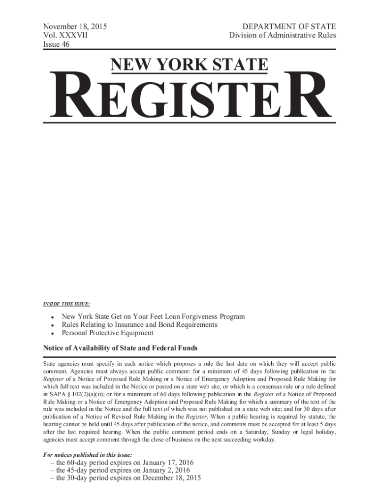 Fillable Online dos ny docs.dos.ny.govinforegisterIssue 46 EGISTE NEW ...