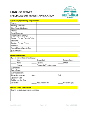 Special Event Land Use Permit Application
