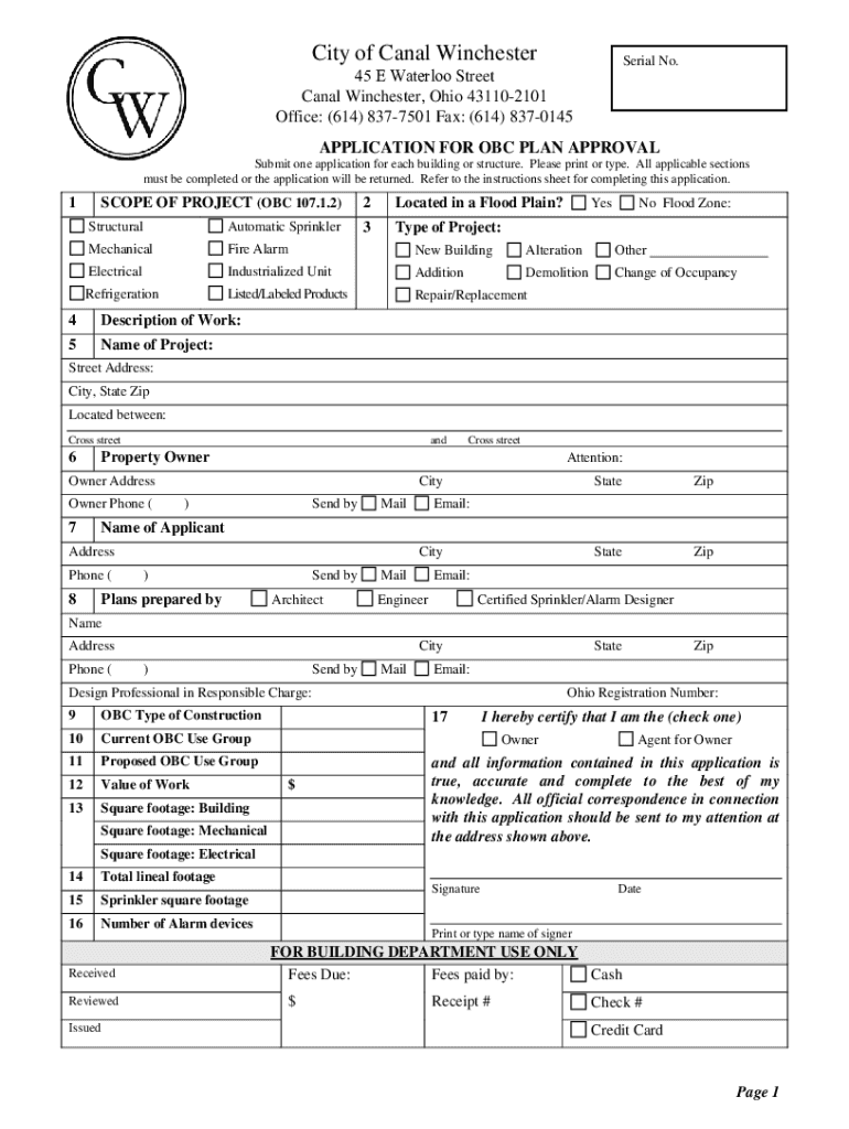 Fillable Online canalwinchesterohio.gov 145 Applicationsand