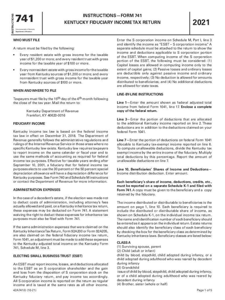 revenue.ky.govForms200242A741Form 741 KENTUCKY FIDUCIARY INCOME TAX RETURN Attach a copy ... Preview on Page 1