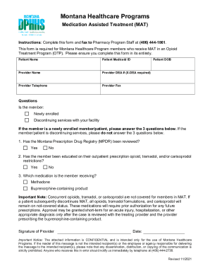 Medication Assisted Treatment Form