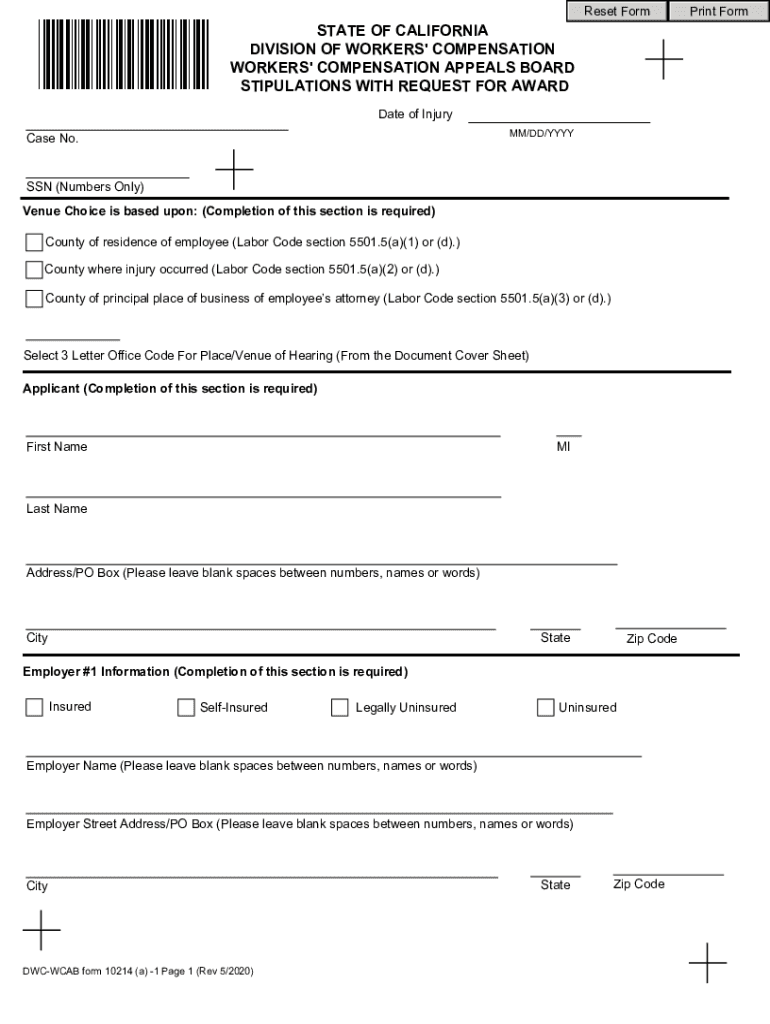 dwc ca form 10214 Preview on Page 1