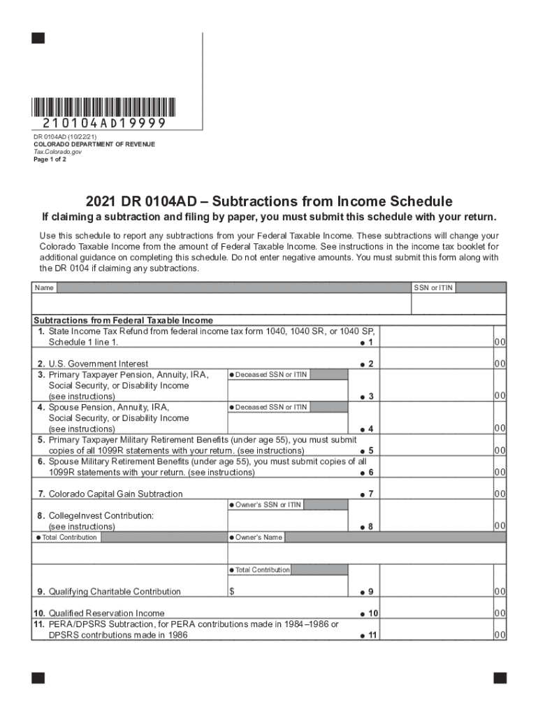 CO DR 0104AD Form Preview on Page 1