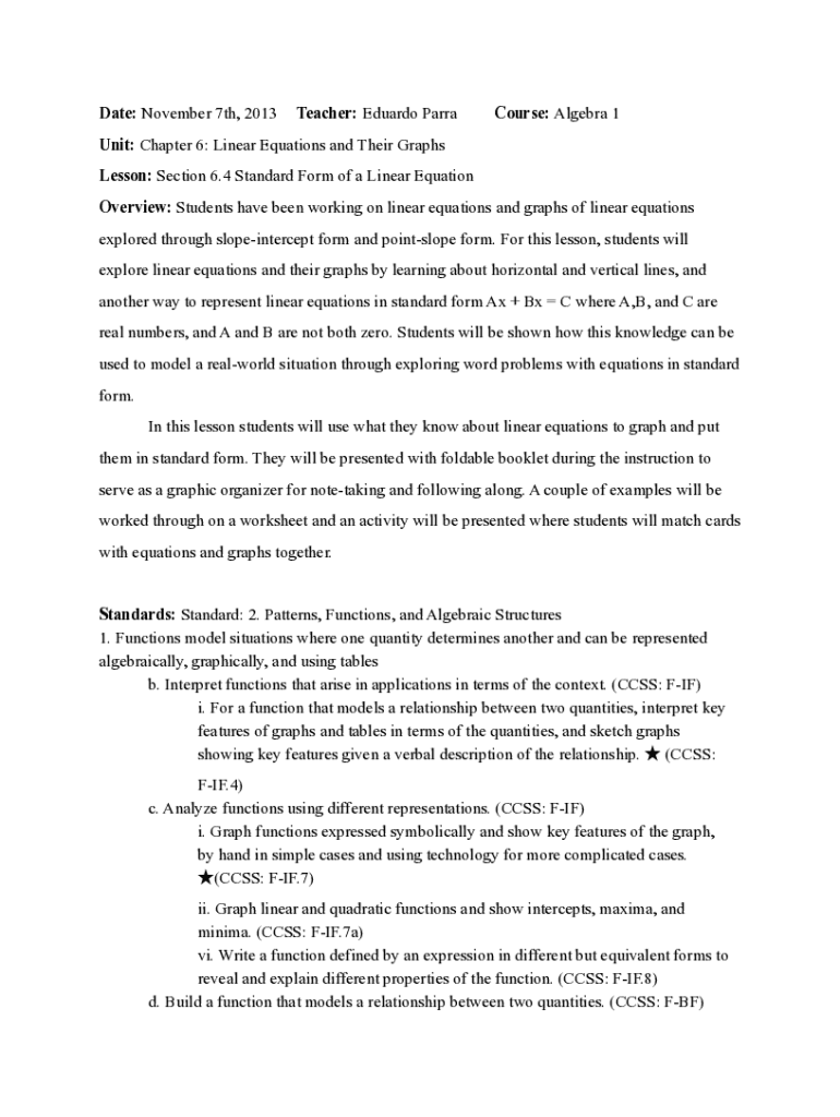 Fillable Online Standard Form Lesson Plan Fax Email Print PdfFiller fillable-online-standard-form-lesson-plan-fax-email-print-pdffiller