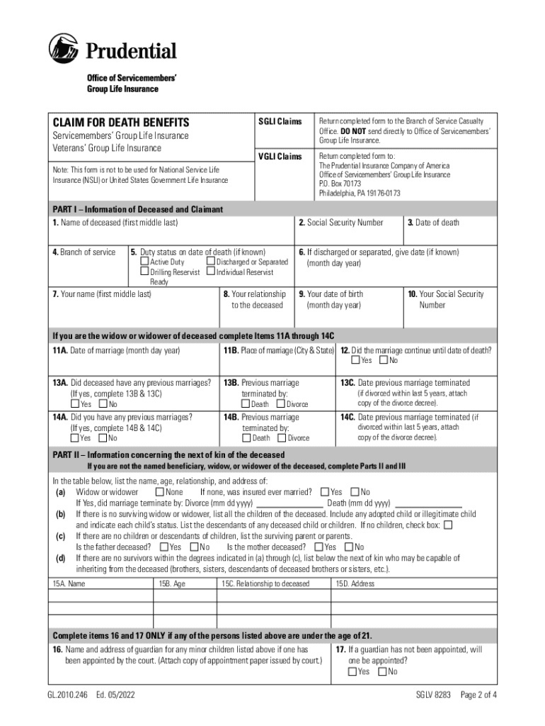 DEPARTMENT OF VETERANS AFFAIRS Insurance Center P O Box 42954 Preview on Page 1