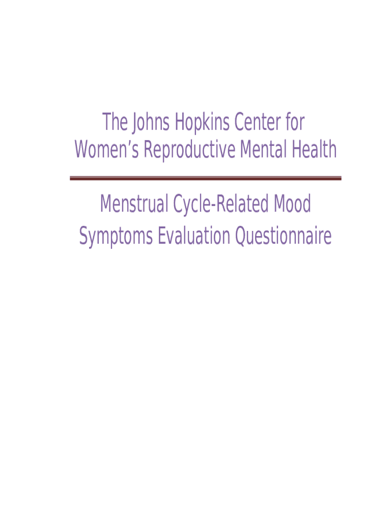 Menstrual Cycle Related Mood Symptoms Evaluation Questionnaire Doc Template pdfFiller