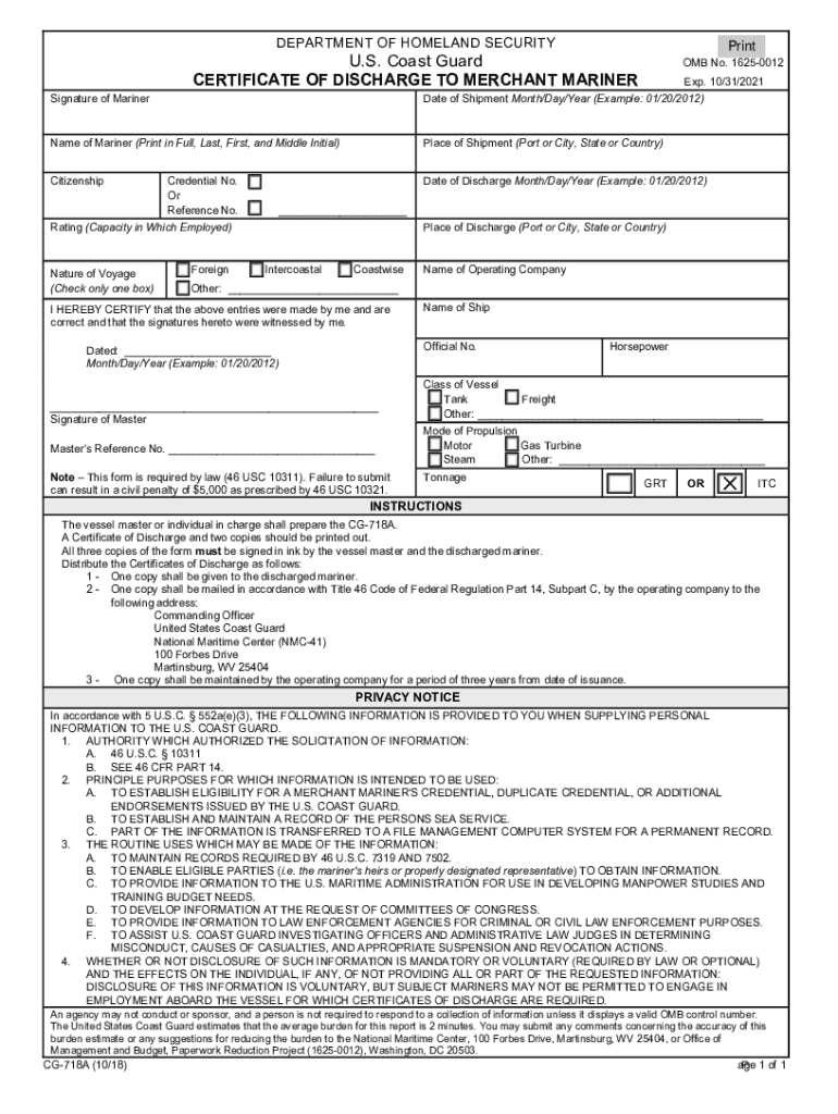 certificate discharge form Preview on Page 1