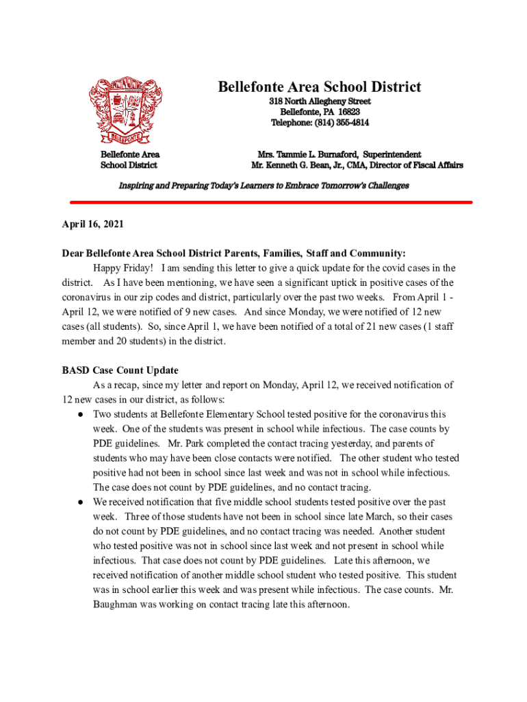 Fillable Online 318 North Allegheny Street Bellefonte Area School