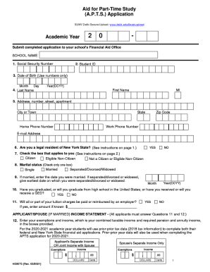 Aid for Part-Time Study (APTS) Application