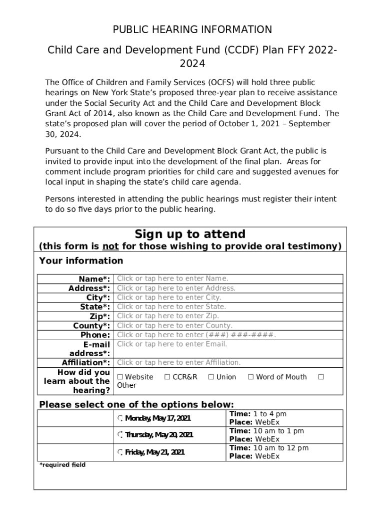 Child Care and Development Fund (CCDF) PlanDivision of Child Care ocfs ny Doc Template