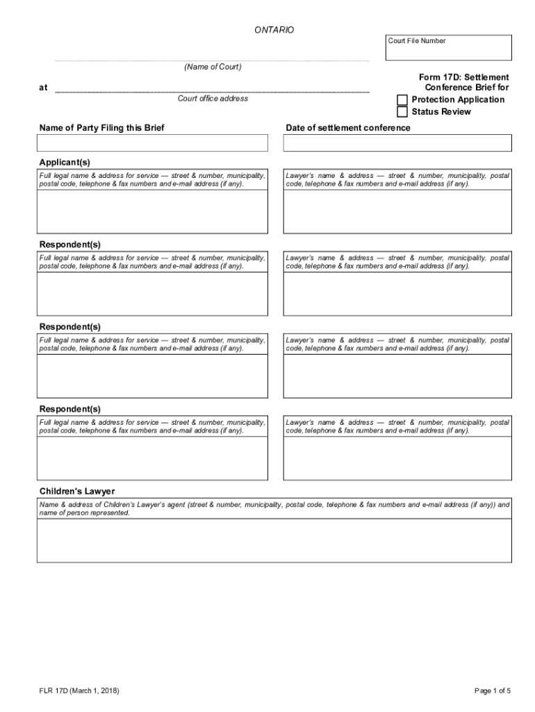 Court File Number - Form 17D: Settlement Conference Brief ... Preview on Page 1